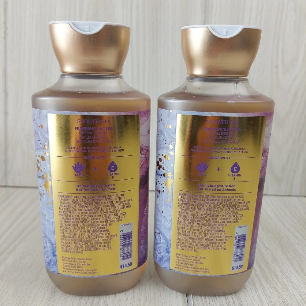 Bath & Body Works Shower Gel 10 oz Purple Amethyst Waves Set of 2 Aloe Vit E